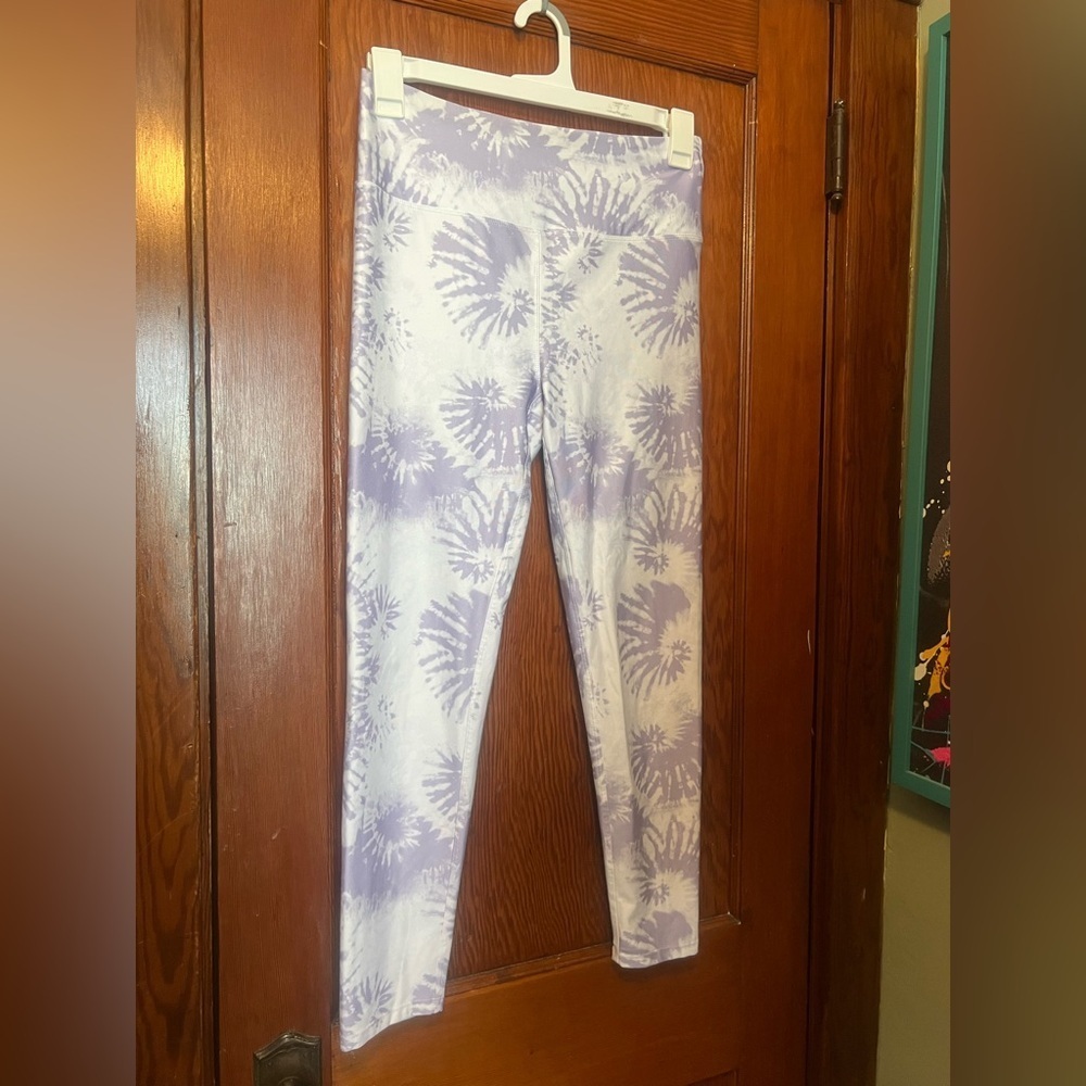 Kyodan Women’s Full Length Tie Dye Purple Leggings Athletic Large Yoga Pants